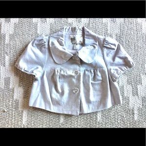 Kensie Nordstrom silver crop blazer jacket medium Y2k